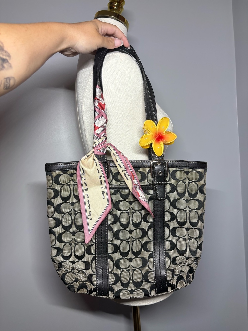 Vintage Y2K Coach Signature Hampton Canvas Tote Bag